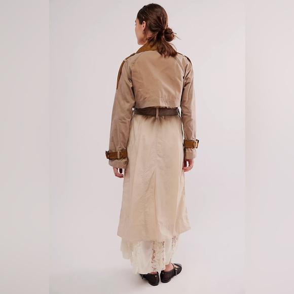 Free People Barbour Ingleby Shower Oatmeal Sz 10 NWT Color Block Contrast Collar - Picture 2 of 16